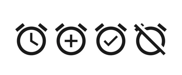 Conjunto Iconos Reloj Alarma Cronómetro Ajuste Apague Alarma Ilustración Vectorial — Vector de stock