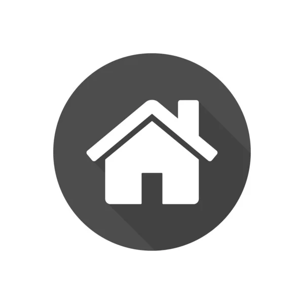Домашняя Икона Плоским Дизайном Серая Белая Кнопка Круга Векторная Иллюстрация — стоковый вектор