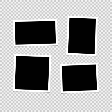 Saydam arkaplan vektörü illüstrasyonu EPS10 üzerinde gölgesi olan fotoğraf çerçeveleri