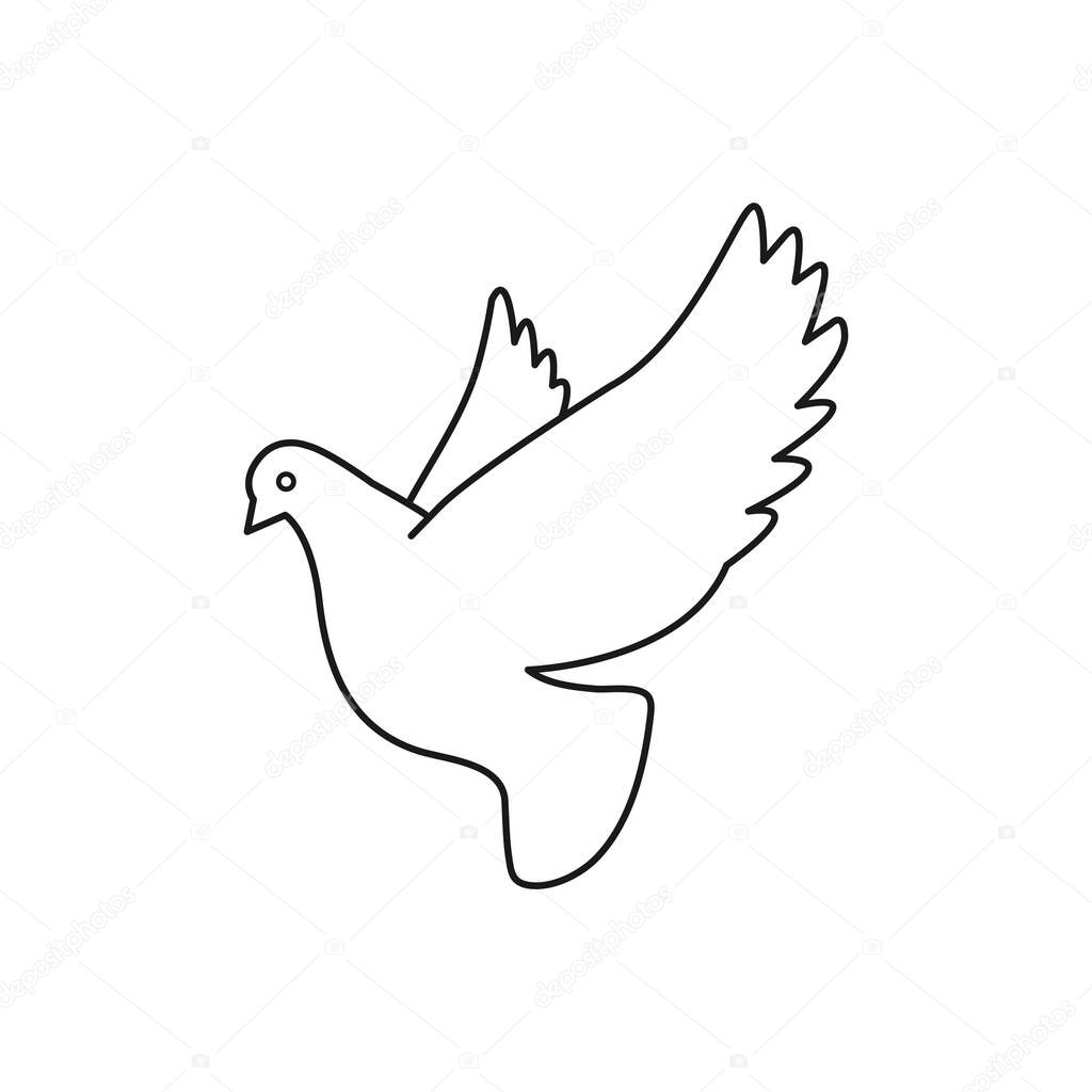 Dove symbol in linear style isolated. Pigeon bird icon Vector EPS10