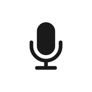 Mikrofon vektör simgesi. Beyaz arkaplan vektörü EPS 10 üzerinde izole edilmiş mikrofon sembolü