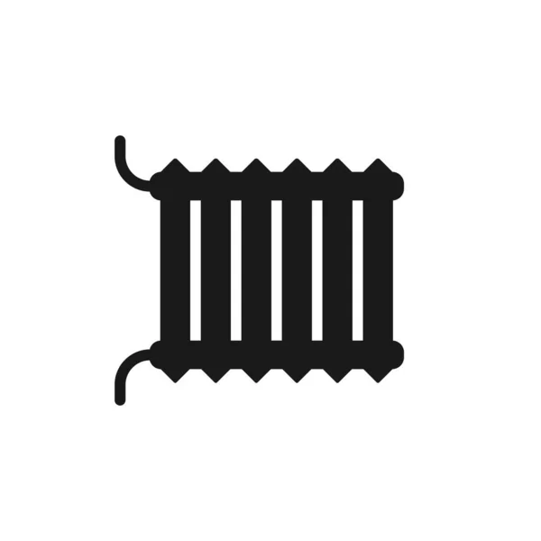 Значок Батареи Центрального Отопления Черный Вектор Аккумулятора Нагрева Значок Изолирован — стоковый вектор
