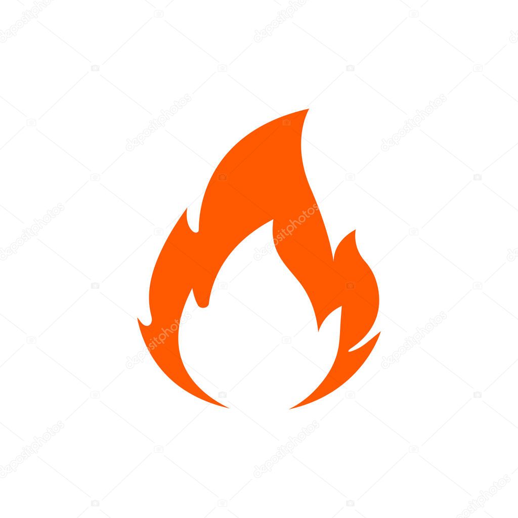 Flame or fire vector icon isolated on white background. Orange fire symbol Vector EPS 10
