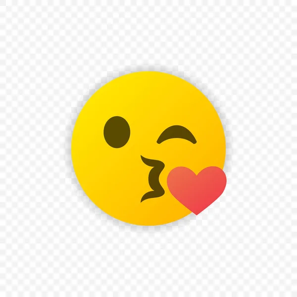 Kyssar Emoticon Med Hjärtat Ikon Isolerad Kyssar Emoji Symbol Vektor — Stock vektor