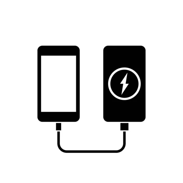 Vektorová Ikona Power Bank Nabíjení Smartphone Pomocí Přenosného Symbolu Baterie — Stockový vektor