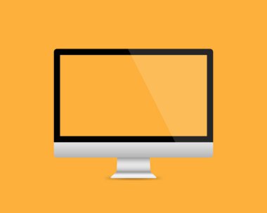 Bilgisayar görüntüsü turuncu arkaplan vektör illüstrasyonunda izole edildi EPS 10