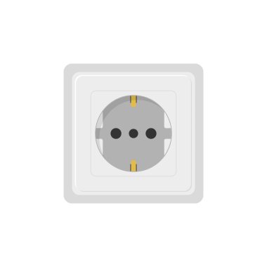 Elektrik prizi düz çizim. Beyaz arkaplan vektörü EPS 10 'da AB tipi güç soketi izole edildi