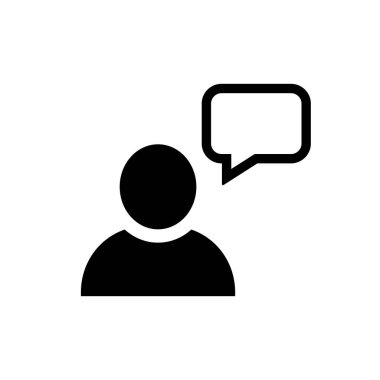 Siyah vektör simgesi gibi konuş. Konuşma balonu olan tek bir insan. Monolog sembolü Vektör EPS 10