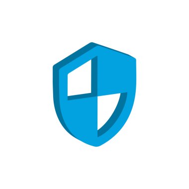 Kalkan vektör simgesi izometrik. Beyaz arkaplan vektör EPS 10 üzerinde izole edilmiş kalkan güvenlik sembolü