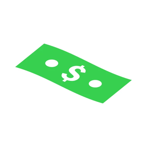 Vector Dollar Bill Platt Ikon Isolerad Vit Bakgrund Vector Eps — Stock vektor