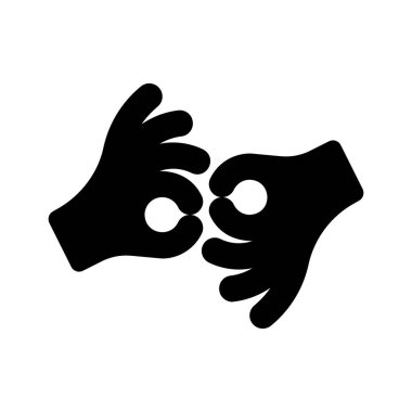 Vektör simgesini yorumlayan işaret dili. ABD beyaz arka planda izole edilmiş bir dil sembolü söylüyor. EPS 10