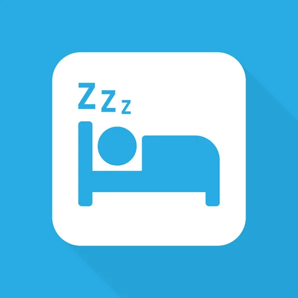 Sleep Vector Icon Man Sleeping Bed Symbol Blue Background Vector — Stock Vector