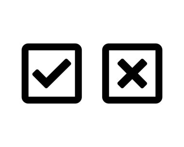 İz vektör simgelerini kontrol et. İşaretleme ve çapraz simge onaylandı ve reddedildi Vektör illüstrasyon EPS 10