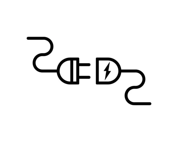 Elektrokabel Mit Stecker Und Steckdose Symbol Elektrisches Verbindungssymbol Isoliert Auf — Stockvektor