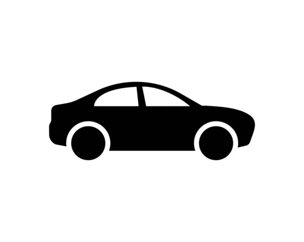 Auto Vektor Symbol Seitenansicht Auto Schwarzes Symbol Isoliert Autoschild Einfachen — Stockvektor