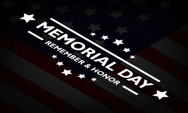 Usa Memorial Day Bannière Drapeau Américain Avec Étoiles Texte Souvenez — Image vectorielle