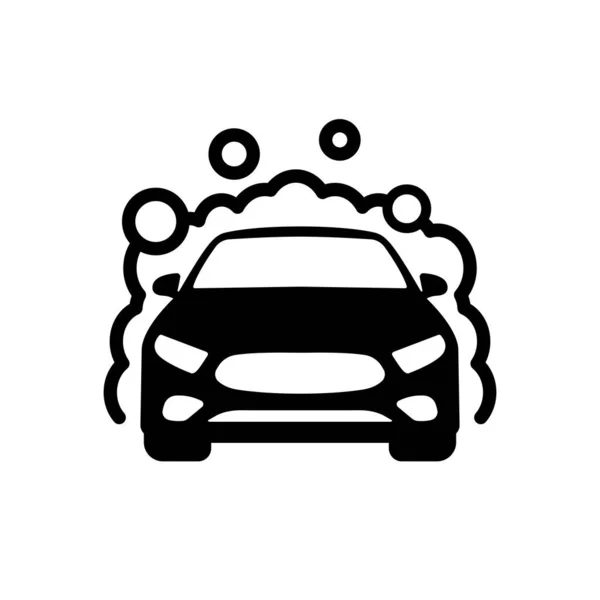 Icono Vector Lavado Coche Coche Con Espuma Jabón Burbujas Símbolo — Vector de stock