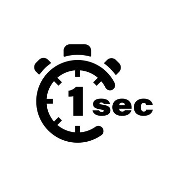 İkinci vektör simgesi. Zaman sembolü izole edildi. Stopwatch Siyah İşaret Vektörü EPS 10