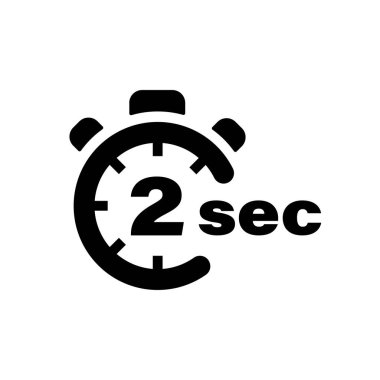 İki saniye vektör simgesi. Zaman sembolü izole edildi. Stopwatch Siyah İşaret Vektörü EPS 10