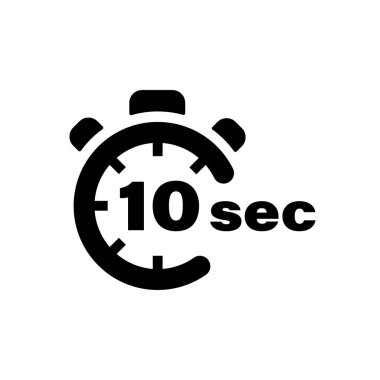 On saniye vektör simgesi. Zaman sembolü izole edildi. Stopwatch Siyah İşaret Vektörü EPS 10