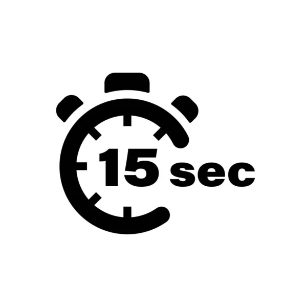 Fefteen Segundo Vector Icono Tiempo Dejado Símbolo Aislado Cronómetro Negro — Vector de stock