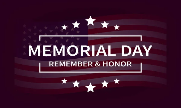 Ηπα Memorial Day Vector Banner Θυμηθείτε Και Τιμήσει Κείμενο Αστέρια — Διανυσματικό Αρχείο