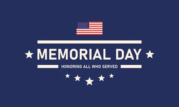 Usa Memorial Day Vector Banner Recuerde Honre Texto Con Estrellas — Archivo Imágenes Vectoriales