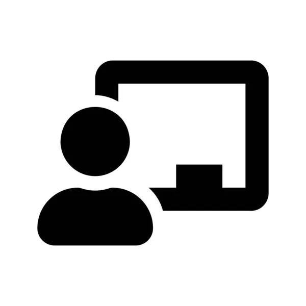Ausbildungslehrer mit Kreidetafel oder Tafel-Vektor-Symbol. Online Webinar Symbol isoliert. Vektorabbildung EPS 10 — Stockvektor
