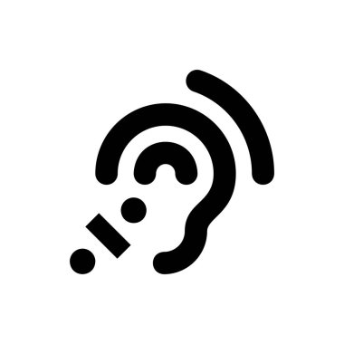 İşitme cihazı vektör simgesi. Sağırlar için vektör illüstrasyonu EPS 10 aygıtı