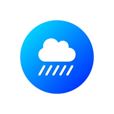 Yağmur vektörü simgesi olan bir bulut. Mavi eğimli çemberde yağmur bulutu izole edilmiş Vektör illüstrasyon EPS 10