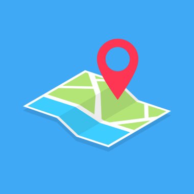 Mavi arka planda pimi olan bir harita. Elektronik harita gps konum vektör sembolü Vektör illüstrasyon EPS 10