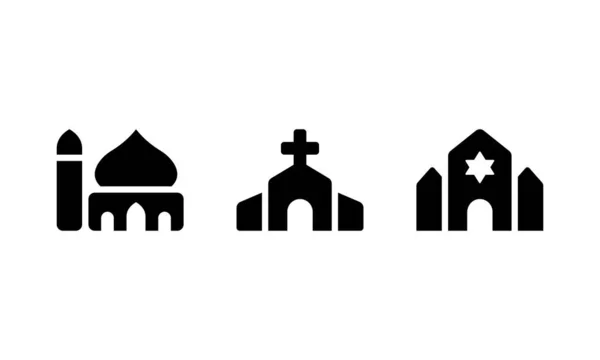 Mosque Church Synagogue Religion Buildings Symbols Religion Worship Place Vector — Stock Vector