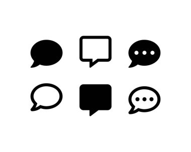 Sohbet vektörü simgeleri ayarlandı. Birçok şekilde ayarlanmış diyalog ya da mesaj siyah sembolleri. Konuşma kabarcığı sembolleri izole edilmiş Vektör illüstrasyonu EPS 10