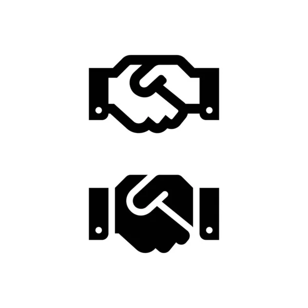 Iconos Vectoriales Handshake Dar Mano Dos Símbolos Estilo Negro Aislado — Vector de stock