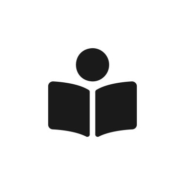 Kitap okuyucu vektör simgesi. Siyah logo okuyan adam izole edilmiş vektör illüstrasyonu EPS 10