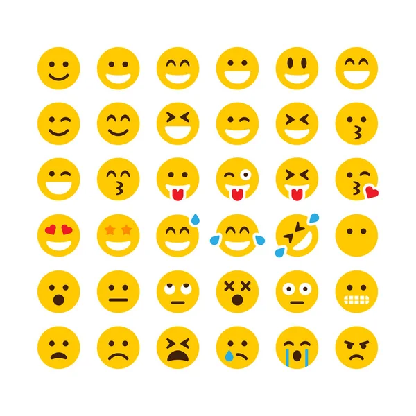 Conjunto Emoticons Conjunto Emoji Sorriso Ícones Vetoriais Coloridos Isolado Ilustração — Vetor de Stock