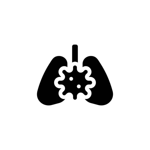 ウイルスや細菌は肺ベクターのアイコンに感染します ウイルスブラックフラットシンボルベクトルEps 10との肺 — ストックベクタ