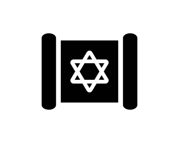 Torah Jewish Scroll Book Vector Icon Torah Black Flat Symbol — Stock Vector