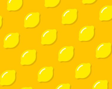 Sarı arka planda gölgeler olan sarı limon deseni. Lemon arkaplan vektörü illüstrasyon EPS 10