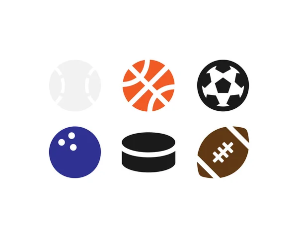 Bolas Deportivas Vector Iconos Conjunto Bolas Diferentes Deportes Fútbol Fútbol — Vector de stock