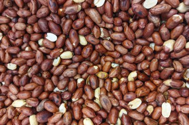 Kızarmış fıstık. Dükkan vitrininde bir sürü fıstık var. Fıstık arkaplanı