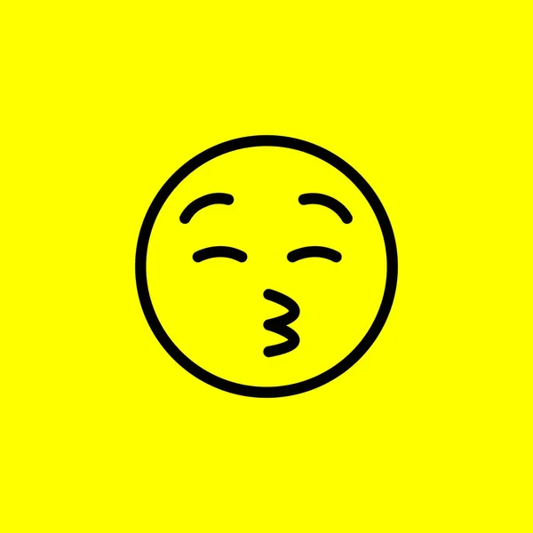 Assobiando Emoticon Emoji Beijo Fundo Amarelo Símbolo Emoticon Positivo Isolado — Vetor de Stock