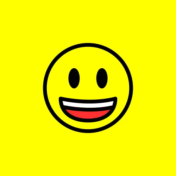 Emoji Sorriso Fundo Amarelo Símbolo Emoticon Positivo Isolado Fundo Amarelo — Vetor de Stock