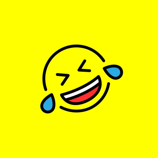 Laughing Emoji Com Lágrimas Olhos Fechados Riso Lágrimas Sorriso Elementos — Vetor de Stock