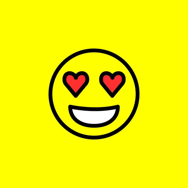 Smile Love Emoticon Loved Emoji Hearts Eyes Isolated Yellow Background — Stock Vector