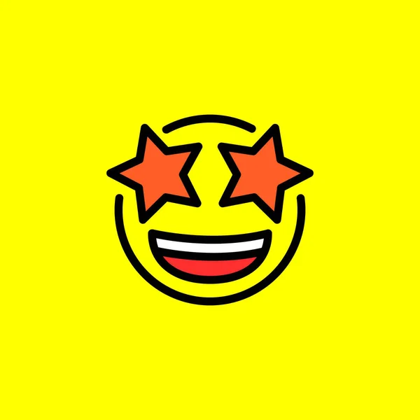 Star Eyes Emoji Émoticône Préféré Avec Étoile Dans Les Yeux — Image vectorielle