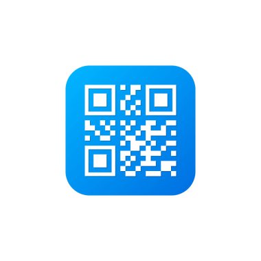Akıllı telefon taraması için mavi vektör QR kodu beyaz arkaplan vektörü EPS 10 'da izole edildi