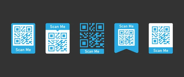 Escaneo Del Conjunto Códigos Para Smartphone Inscripción Escanea Con Iconos — Vector de stock