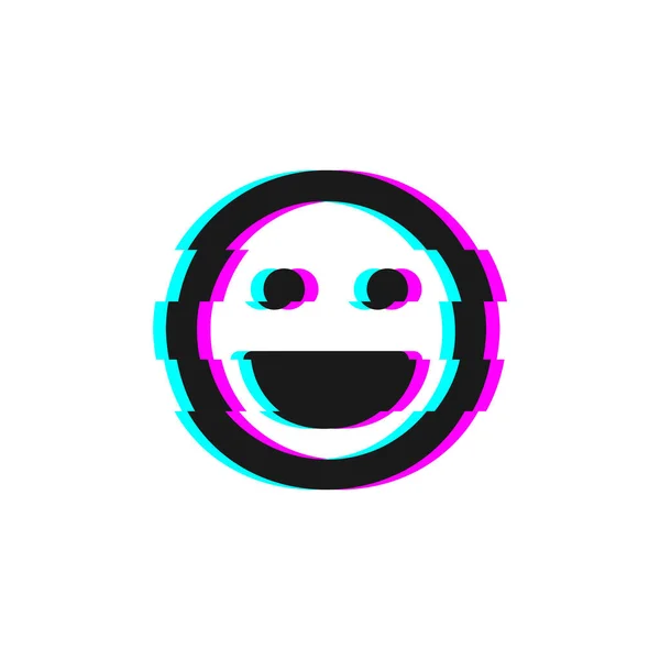 Vector Icon Glitch Smile Emoji Glitch Emoticon Symbol Isolated White — Stock Vector