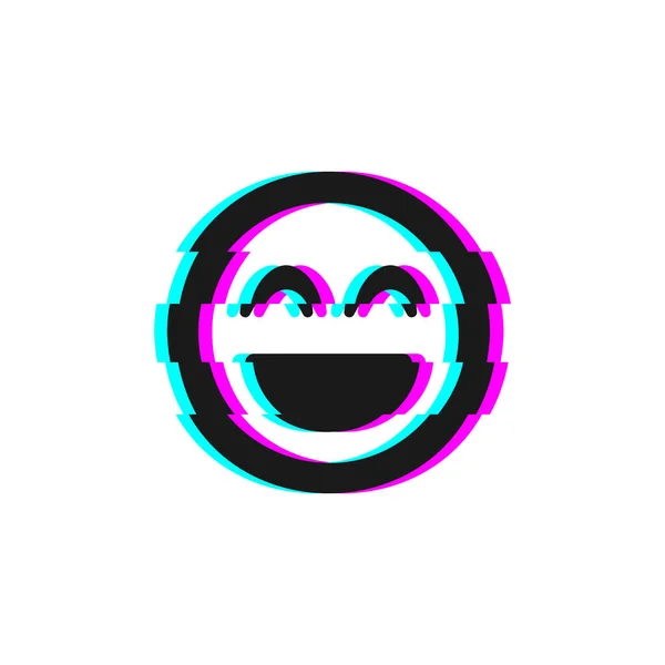 Wektorowa Ikona Błędnego Uśmiechu Emoji Symbol Emotikony Usterki Odizolowany Białym — Wektor stockowy